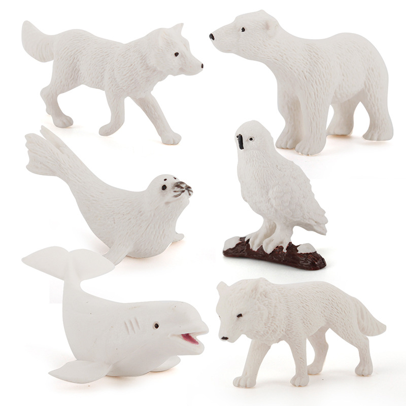 Comercio exterior Venta caliente simulación Oso Polar zorro blanco sello blanco ballena modelo animal polar sólido mini decoración mano Oficina
