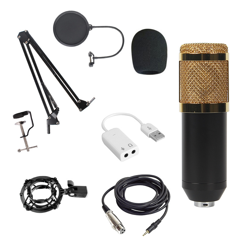 Micrófono de Condensador BM800, Kit con Soporte, Antipop, Tarjeta de Sonido, Streaming