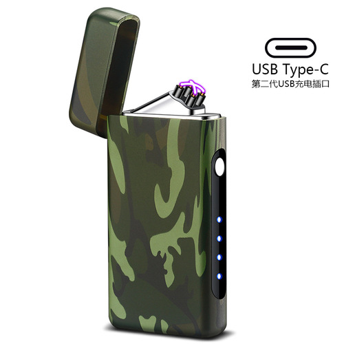 Manufacturer's new USB Type-C rechargeable dual-fire arc lighter gift advertising cross-border e-commerce dropshipping