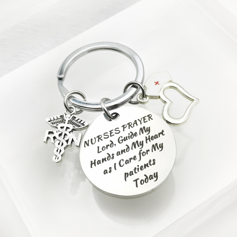 Médico regalo láser letras de acero de titanio llavero de acero inoxidable se puede personalizar