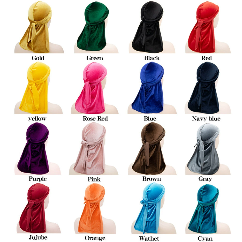 Velvet durag (Velvet swan) 100 cm, hip-hop scarf hat, oversized velvet headwrap