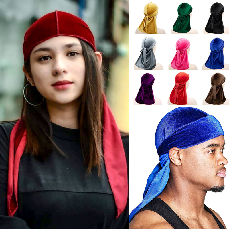 Amazon's Best-Selling Velvet Long-Tail Pirate Hat European and American Hip-Hop Oversized Headscarf Baotou Hat Durag