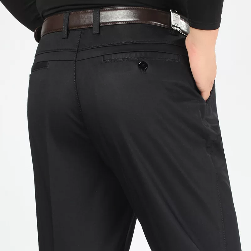 Demi-season solid trousers, long belt