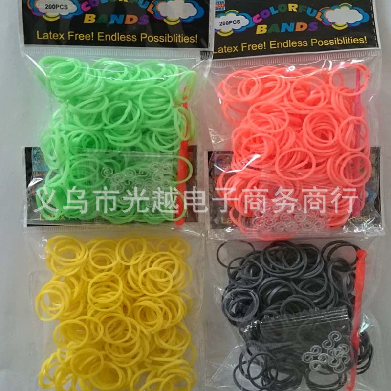 Радужные резинки для волос и набор для браслетов (RAINBOWLOOM), 200 силиконовых резинок с застёжками и крючком