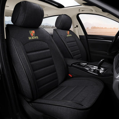Five-seat Breathable linen special car suitable for Roewe car seat cushion fully surrounded spring, summer, autumn and winter universal seat cover (Modelə uyğun (Original) oturacaq örtükləri) - black-standard-edition