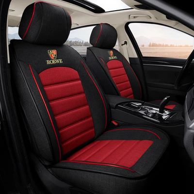 Five-seat Breathable linen special car suitable Modelə uyğun (Original) oturacaq örtükləri - black-red-standard-edition