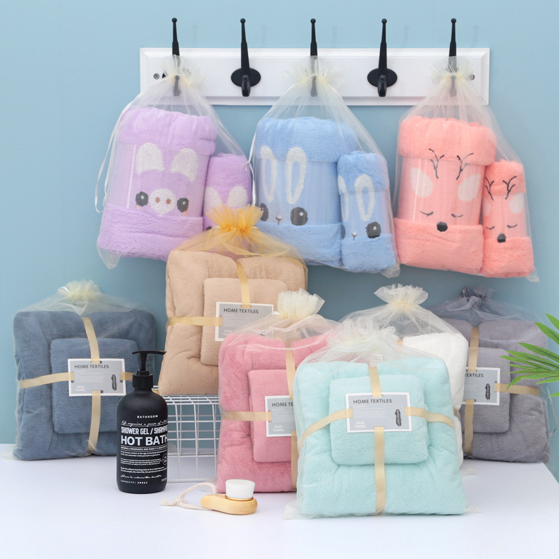 Coral Velvet Mother-In-Law Towel Towel Bath Towel Soft Absorbent Thickened Beach Towel Set Gift Logo Manufacturer Wholesale