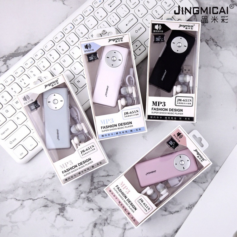 Student Mp3 Crystal Rice Color Jm-651N Fashionable and Simple Long Pure Color External Sound Card Mp3 Set with Memory Card