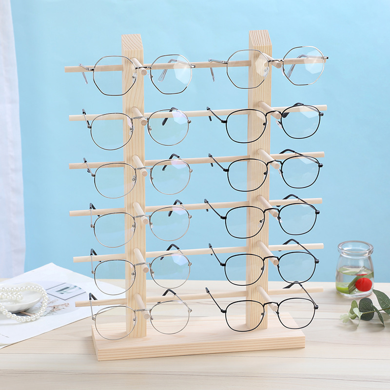 Solid Wood Glasses Display Rack Glasses Store Storage Rack Display Decorative Props Pine Wood Sunglasses Sunglasses Holder Shelf