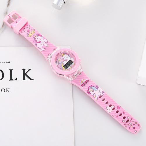 A06976 Luminous watch unicorn luminous silicone electronic watch plus bracelet (2pcs/set)