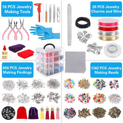 2062pcs首飾盒套裝 DIY手工串珠材料 手鍊項鍊飾品製作 創意工具
