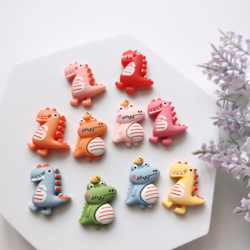 Frosted cute little crocodile dinosaur cartoon resin patch DIY jewelry children hairpin rubber band clothing accessories material