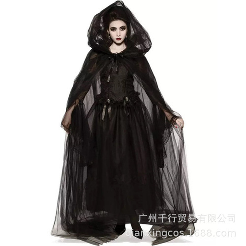  Halloween Costumes Ghost Bride Witch Vampire Cosplay Performance Game Costume Horror European and American Cloak