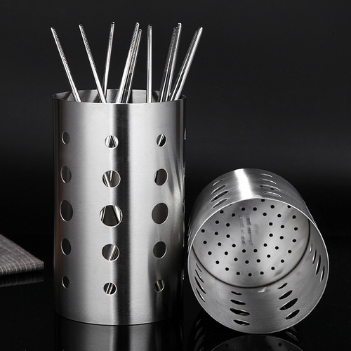 Wholesale 304 stainless steel chopstick barrel heightened and thickened kitchen tableware storage barrel multi-functional drain cage chopstick cage