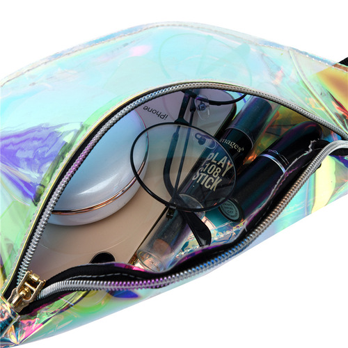 2024 new summer waist bag, personalized colorful laser waist bag, TPU waterproof mobile phone waist bag, fashionable crossbody chest bag