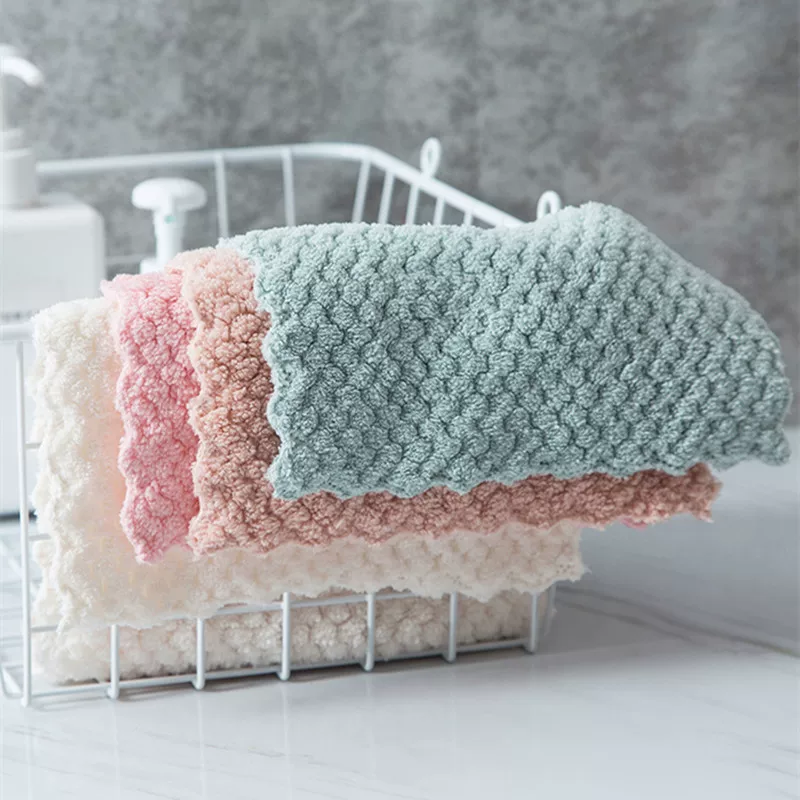 Pineapple grid bun rags without oil oil kitchen dishwashing towel strong water absorption housework