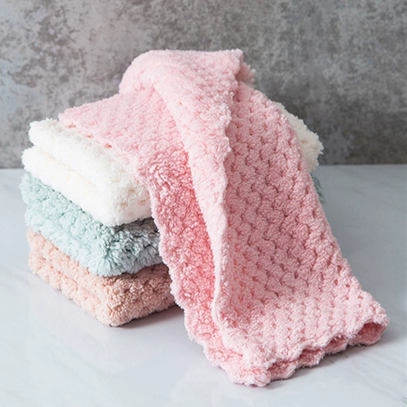 Pineapple grid bun rags without oil oil kitchen dishwashing towel strong water absorption housework