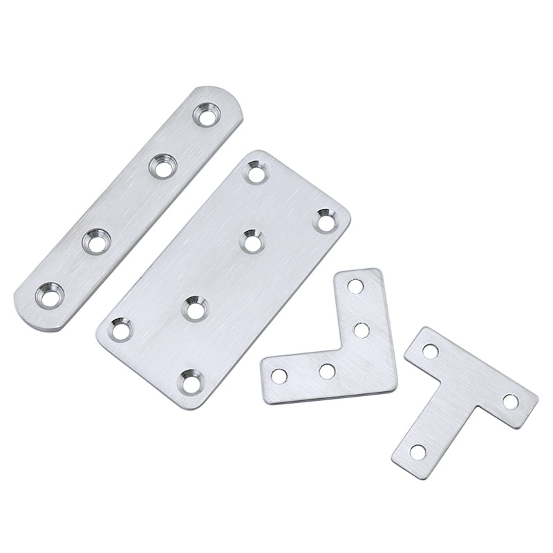 Código de ángulo de pieza recta de acero inoxidable multi-especificación pieza recta conector de muebles planos código de ángulo de una palabra al por mayor