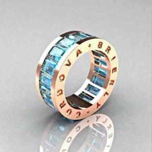Wecheng wish European and American new sapphire rose gold plated ladies ring.