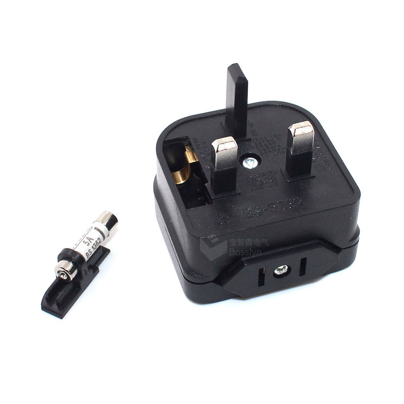 BS-5732美标转英标转换插头 美式电源线转英式转接头13A/5A保险丝