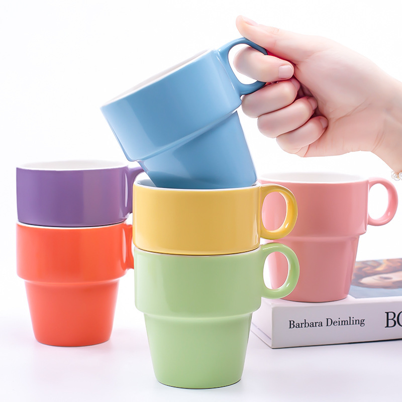 Household Convenient Storage Stacking Cup Set of 6 Simple Ceramic Cups Living Room Water Cup Tea Cup Coffee Mug Household Convenient Storage Stacking Cup Set of 6 Simple Ceramic Cups Living Room Water Cup Tea Cup Coffee Mug