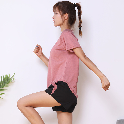 Loose Quick-Dry Yoga Women's Running Fitness Short Sleeve T-Shirt Mesh Breathable Plus Size Sports Top Thin New Style