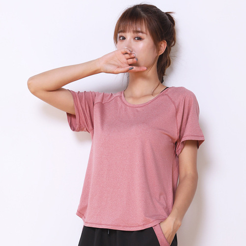 Loose Quick-Dry Yoga Women's Running Fitness Short Sleeve T-Shirt Mesh Breathable Plus Size Sports Top Thin New Style