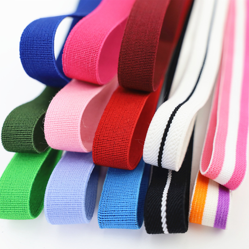 厂家直供1.5/2CM宽加厚彩色条纹弹力橡筋松紧带服装鞋帽装饰辅料