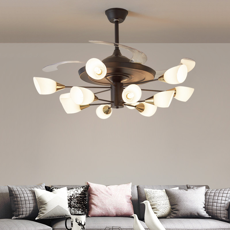 Nordic led inverter fan light modern simple ceiling fan light dining room living room home ceiling fan with electric fan chandelier