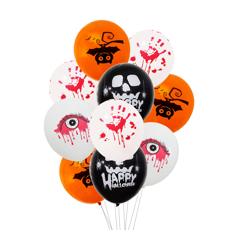 Halloween globo decoración fantasma cráneo calabaza murciélago impresión látex 12 pulgadas globo de Halloween