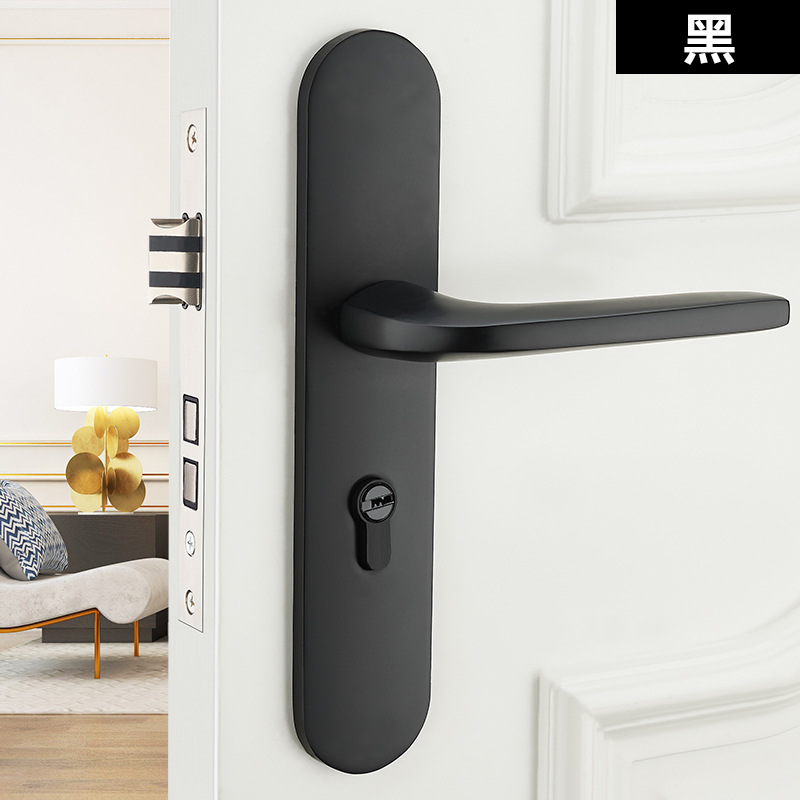 Cerradura de la puerta de estilo europeo dormitorio interior mudo baño negro manija de la puerta de madera maciza hogar cerradura de la puerta cerradura universal