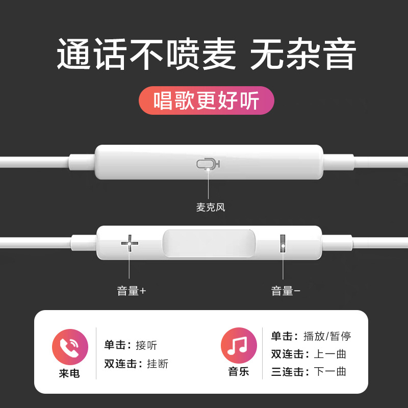 Aplicable a Apple 14 cuarta generación de tercera generación de control de alambre en la oreja relámpago llamada crackeo cable teléfono móvil fábrica