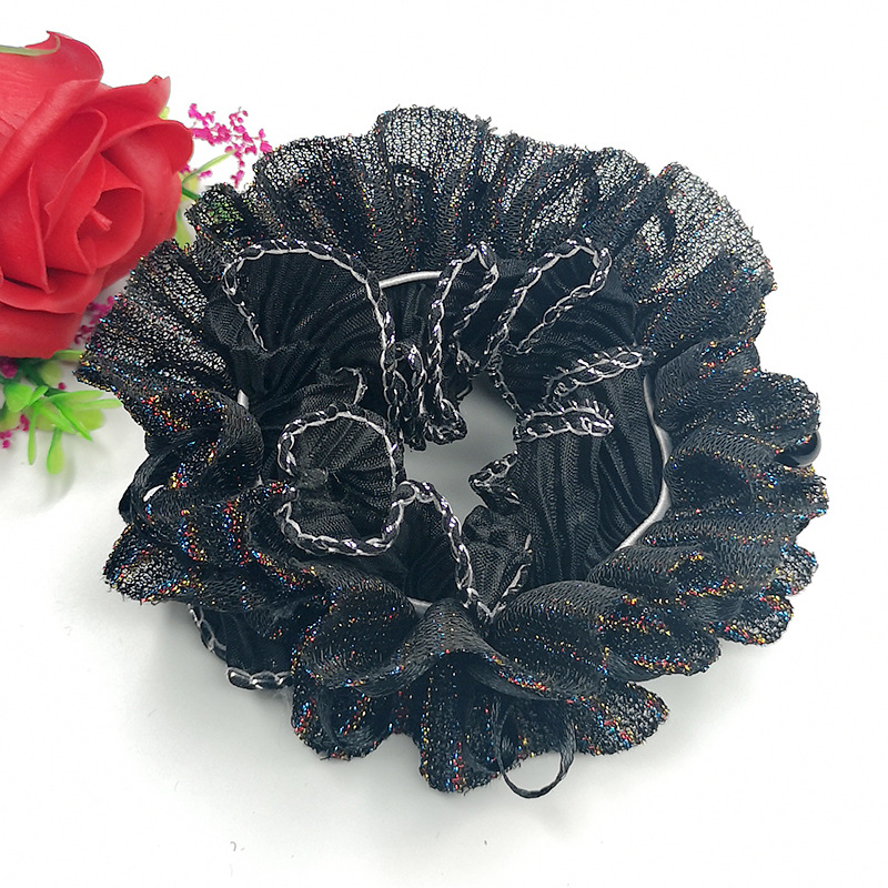 밝은 색 작은 구슬 꽃 머리 검정