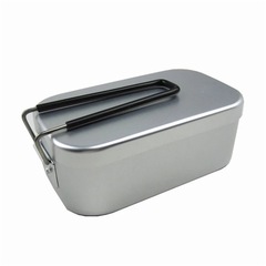 Small-sized oxidized aluminum alloy travel steam-and-cook container with lid, featuring a handle—enhanced-thickness lunchbox and modern Japanese-style aluminum design.