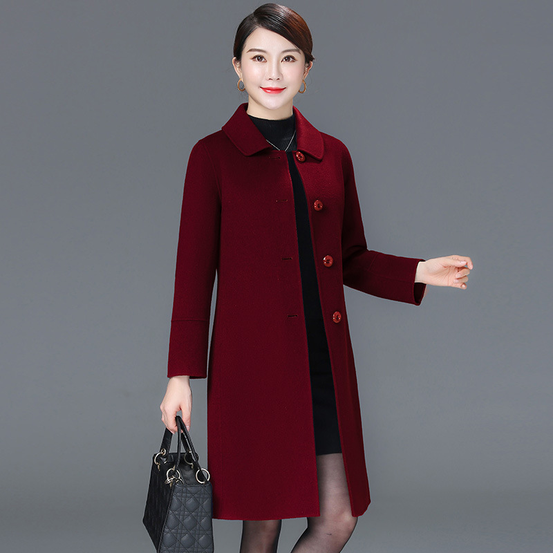 Double-Sided Wool Outwear for Women 2024 Autumn and Winter New Style Middle-Aged Elegant Foreign Style Woolen Outwear Off-Season Woolen Outwear