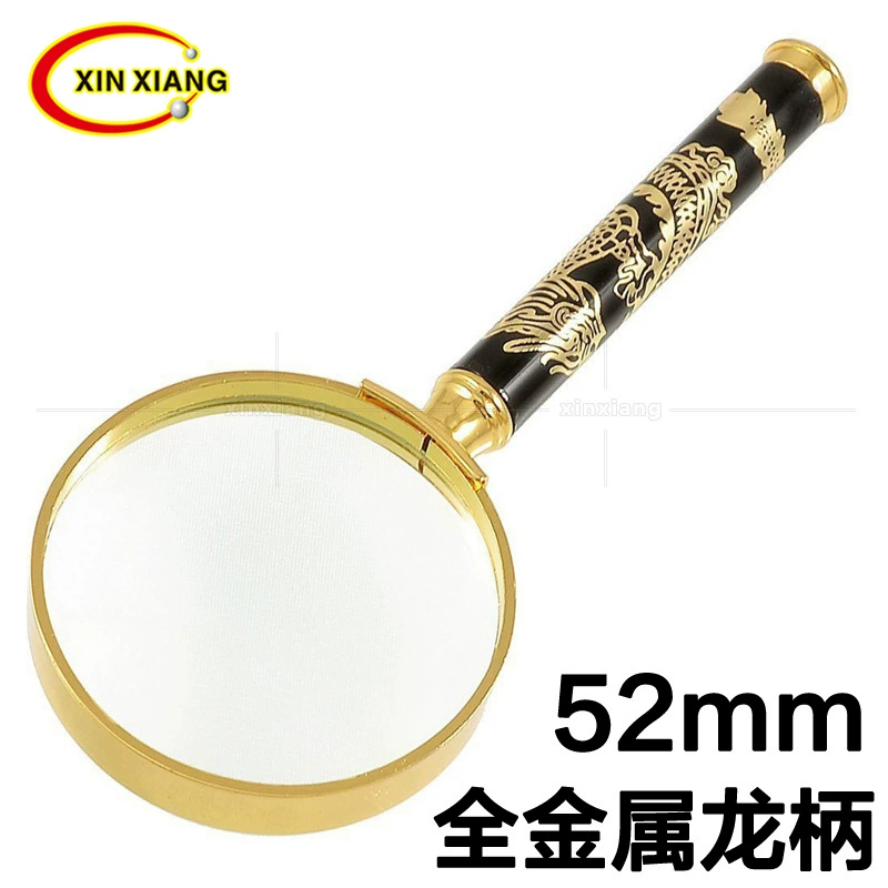 Ручная 10-кратная ручка с рисунком дракона, цельнометаллическая позолоченная рамка, резная ручка дракона и феникса, подарочное увеличительное стекло