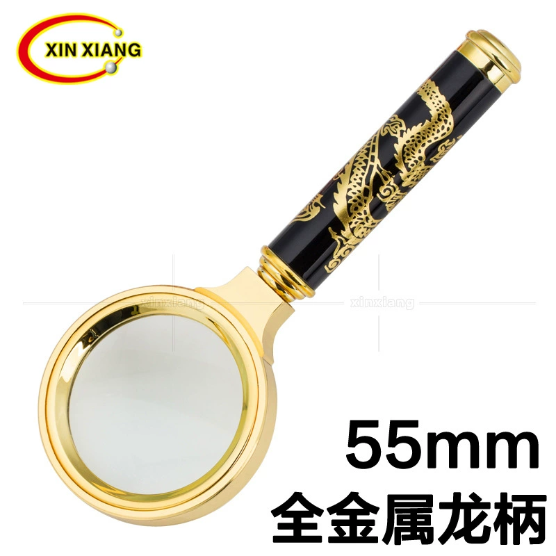 10 раз цинковый сплав гальваническим Золотой Дракон узор ручка увеличительное стекло все металлические материалы подарок для пожилых Дракон и Феникс шаблон ручки