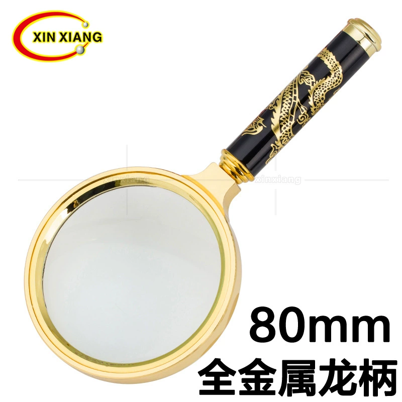 Высококачественная ручка с рисунком дракона для пожилых людей, читающих газету, 6-кратное увеличительное стекло 80-миллиметровая оптическая линза, цельнометаллическая позолоченная оправа