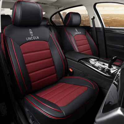 Comfortable high-quality wear-resistant leather five-seat Modelə uyğun (Original) oturacaq örtükləri - black-red-custom