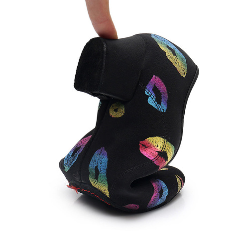 New Autumn Colorful Oxford Cloth Dance Shoes Colorful Lip Print Women's High Heels Latin Dance Shoes Belly Dance Practice Shoes