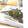 Sophisticated square retro universal amber earrings, flowered