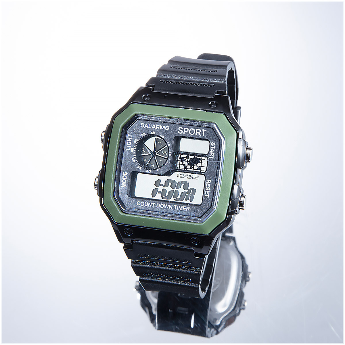 Reloj digital deportivo cuadrado de moda, color verde matcha, unisex, para estudiantes, con alarma, LED.