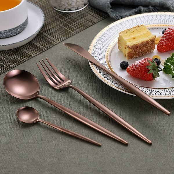 Rose Gold 4 -piece set (dining knife+meal spoon+fork+small spoon)