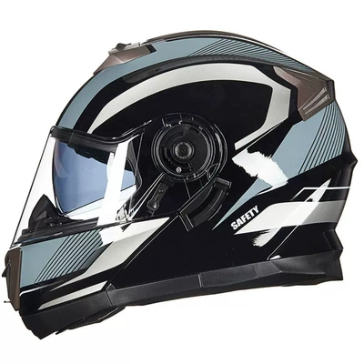 Motosiklet kaskı (dəbilqə) – Warm Anti-fog Full Helmet - black-silver-gray-m