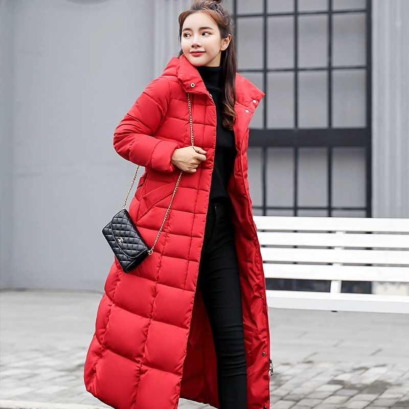 Long winter down jacket, slim fit, thickened insulation, Korean maxi length