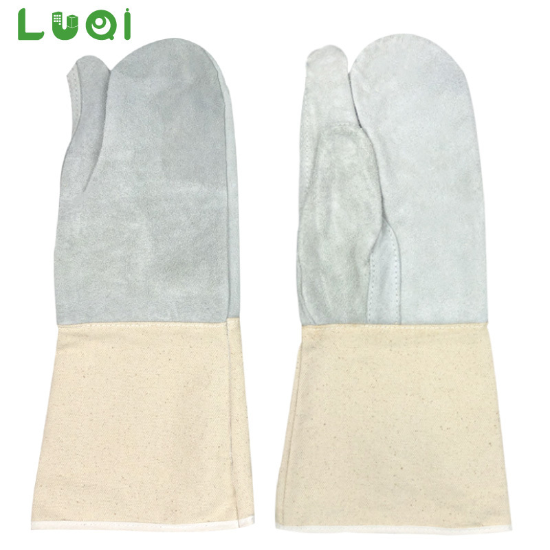 绿骑长款三指电焊手套耐磨焊接牛皮长袖厂家直销产地手闷子现货