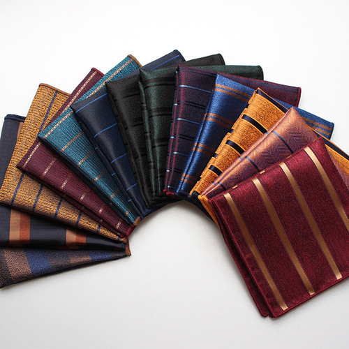 British fashion new polyester jacquard square scarf Men's suit various styles striped pocket square scarf wholesale
