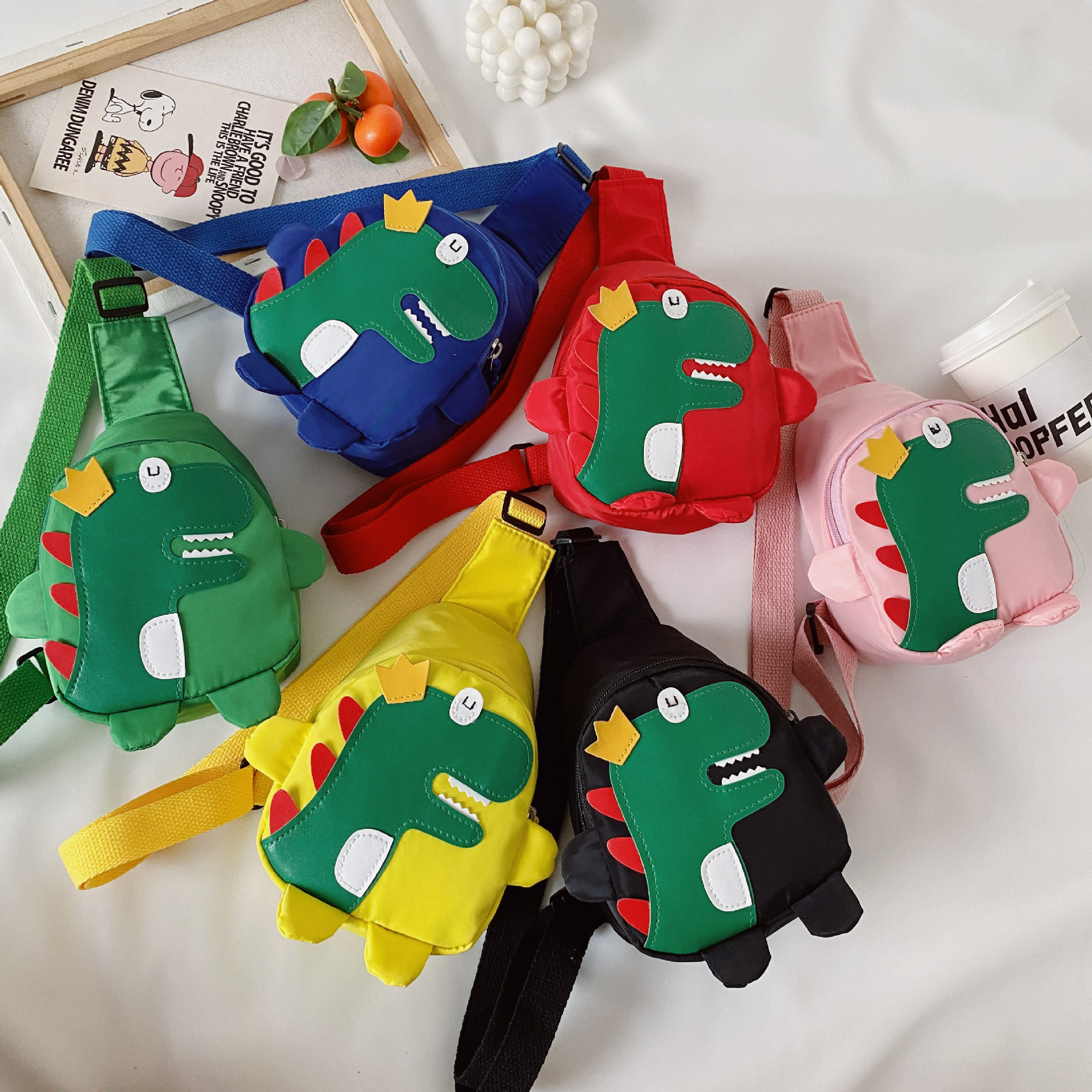 Bolsa de pecho para niños de moda estilo coreano niños moda lindo crossbody pequeña bolsa dinosaurio de dibujos animados bolso de hombro de las niñas