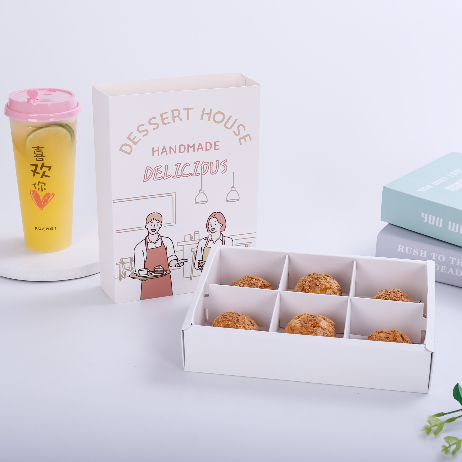 蛋黄酥包装盒6粒格拼色抽屉六格纸盒食品包装盒喜糖盒月饼抽屉盒