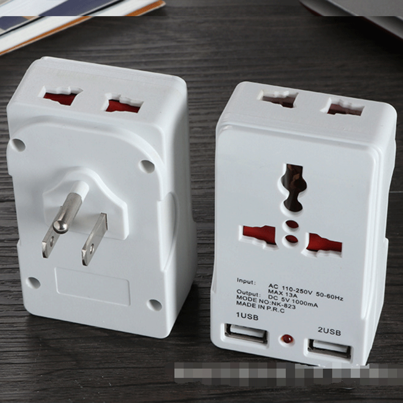 美标2USB转换插头 美规三脚多功鞥转换插头 美国家用USB转接头